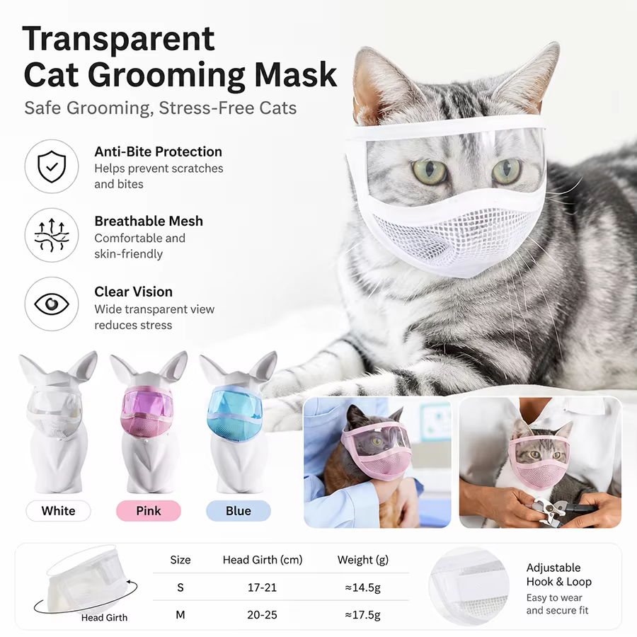Máscara antimordiscos para gatos – Facilita corte uñas - imagen 3