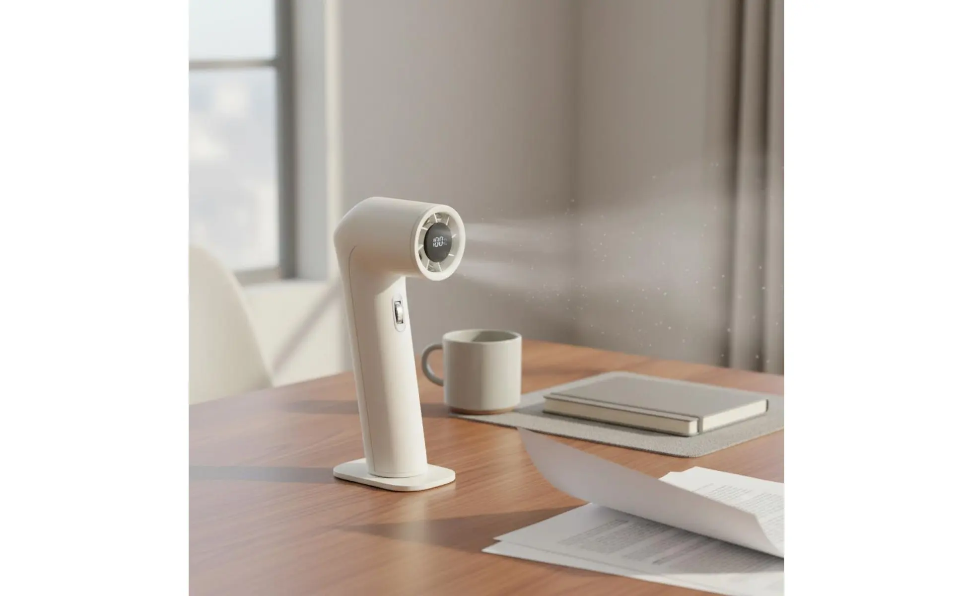 Ventilador portátil con pantalla y control de velocidad