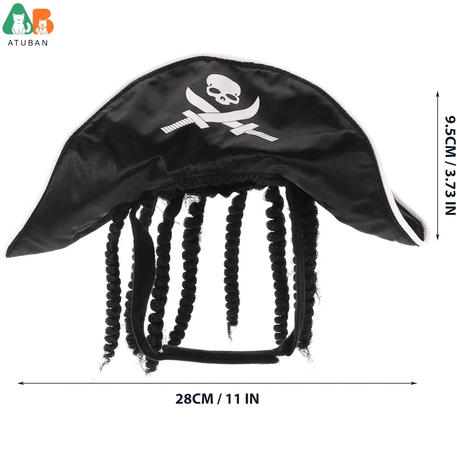 Sombrero pirata negro en felpa para mascota