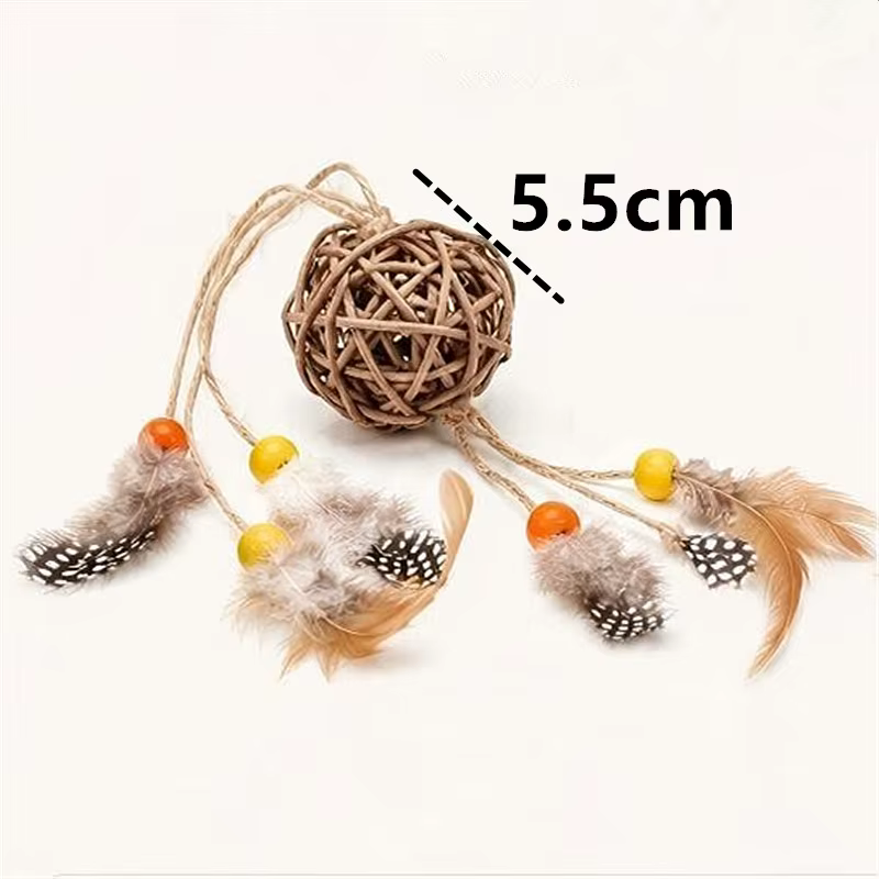 Juguete para gatos con pelota de plumas y rascador