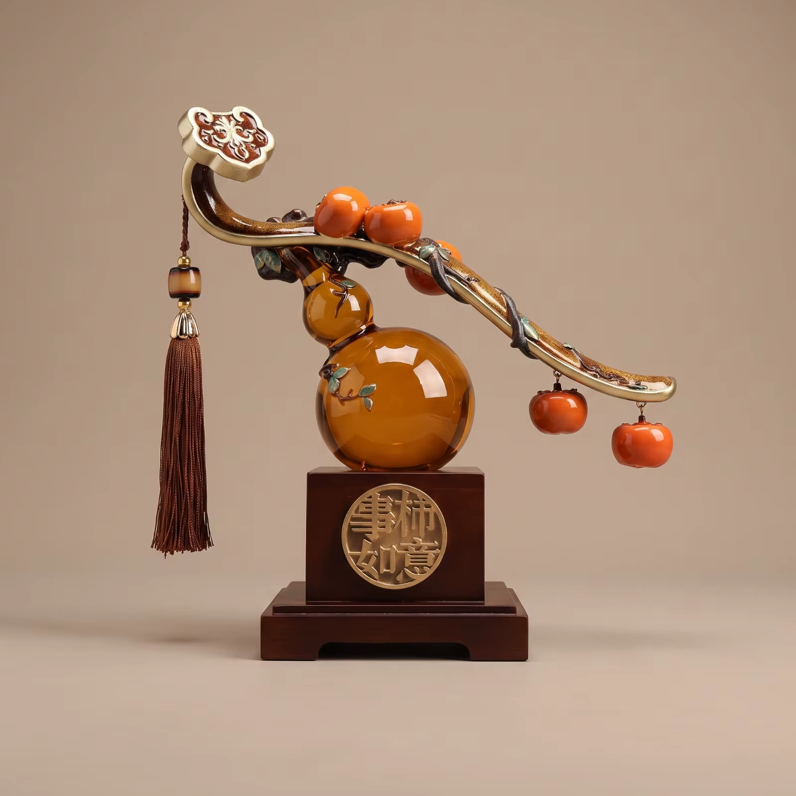 Adorno de calabaza translúcido con borla para decorar la mesa