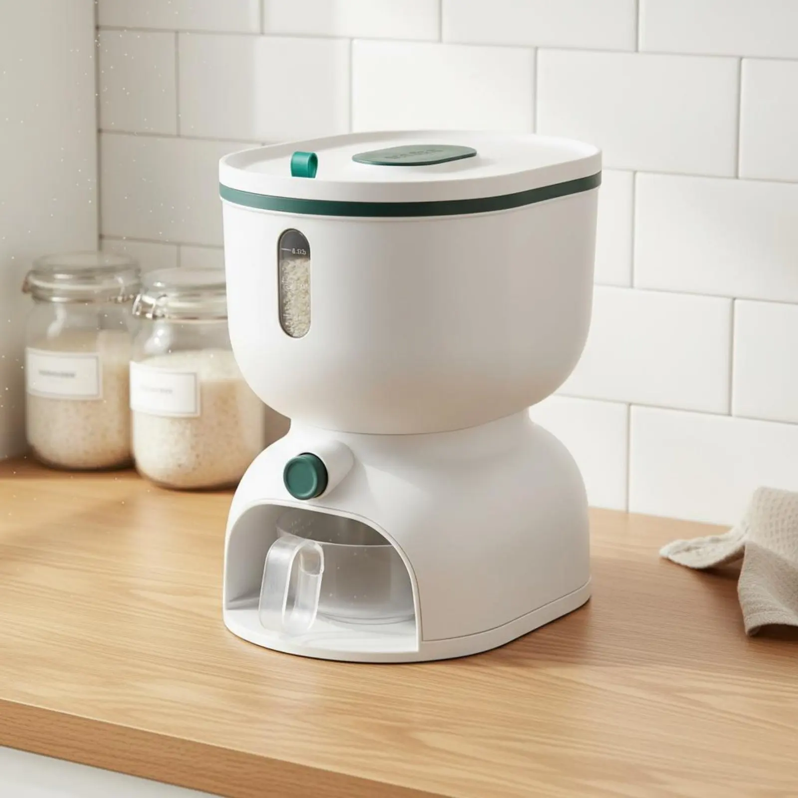 Contenedor dosificador de alimento seco con taza medidora gatos y perros - imagen 4