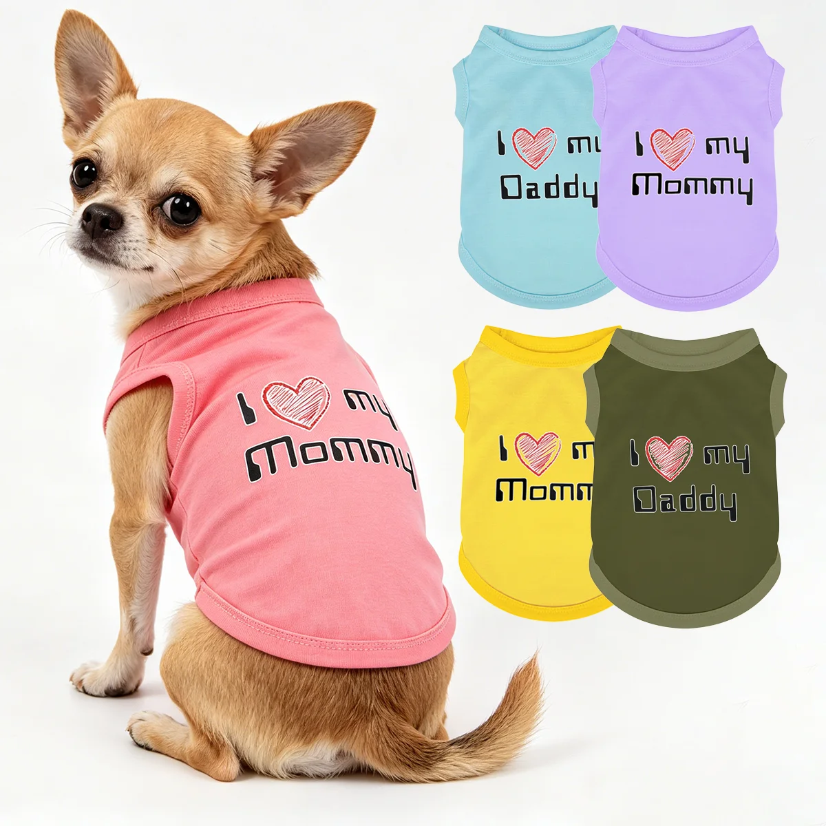 Camiseta sin mangas para perro I Love My Mommy chihuahuas y yorkies - imagen 4