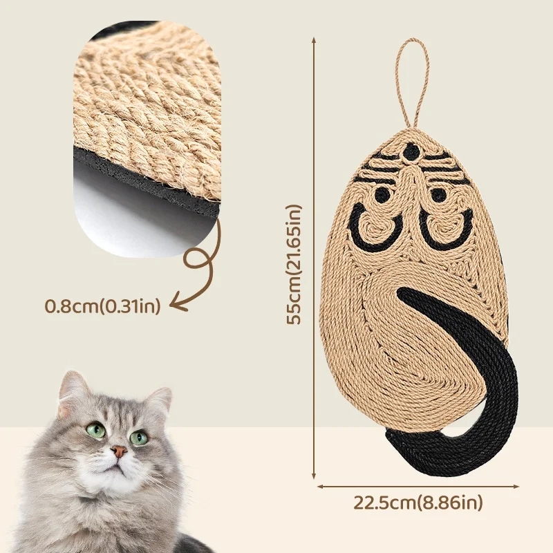 Rascador de sisal para gatos con forma de ratón, evita arañazos - imagen 3