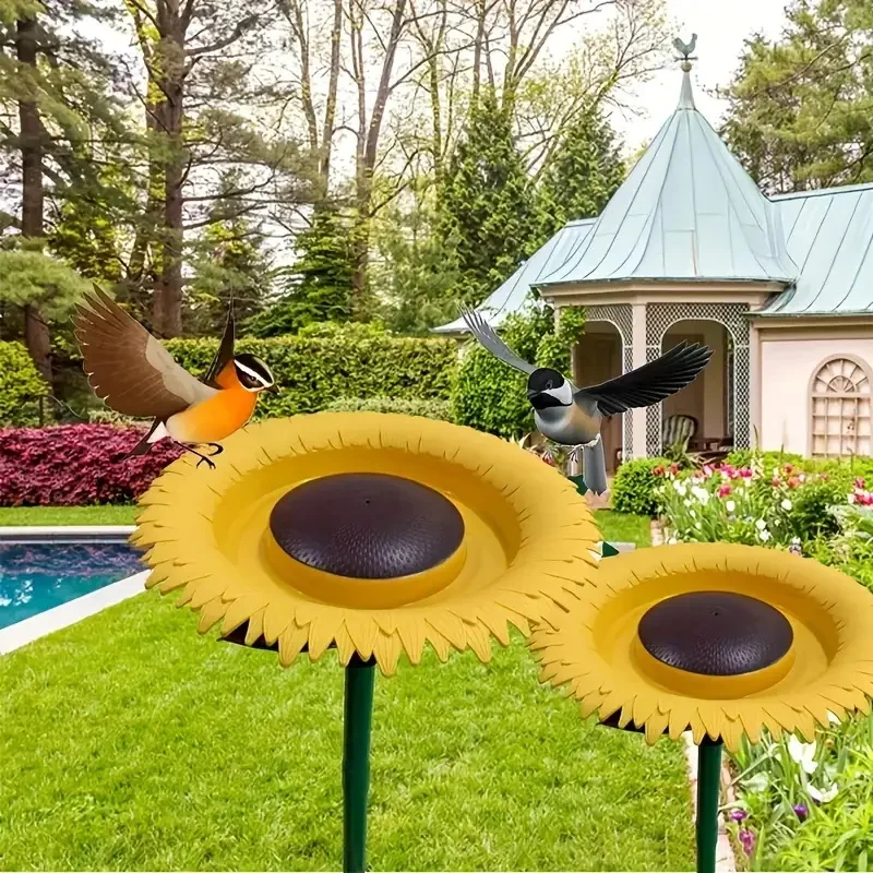 Comedero para pájaros floral de pie en jardín