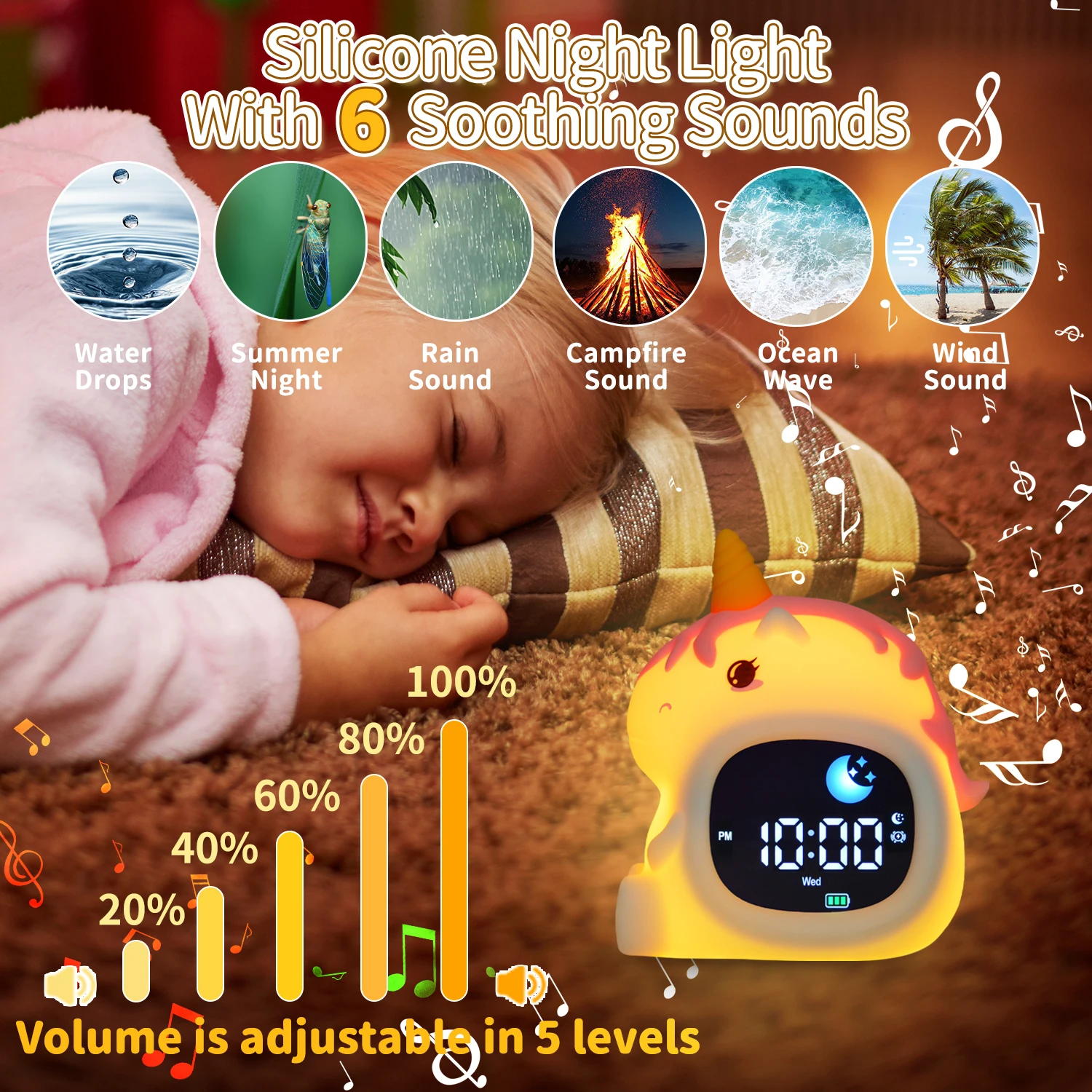 Reloj despertador táctil LED con luz nocturna para dormir
