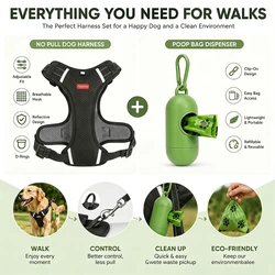 Arnés antitirones para perros con dispensador de bolsas reflectantes