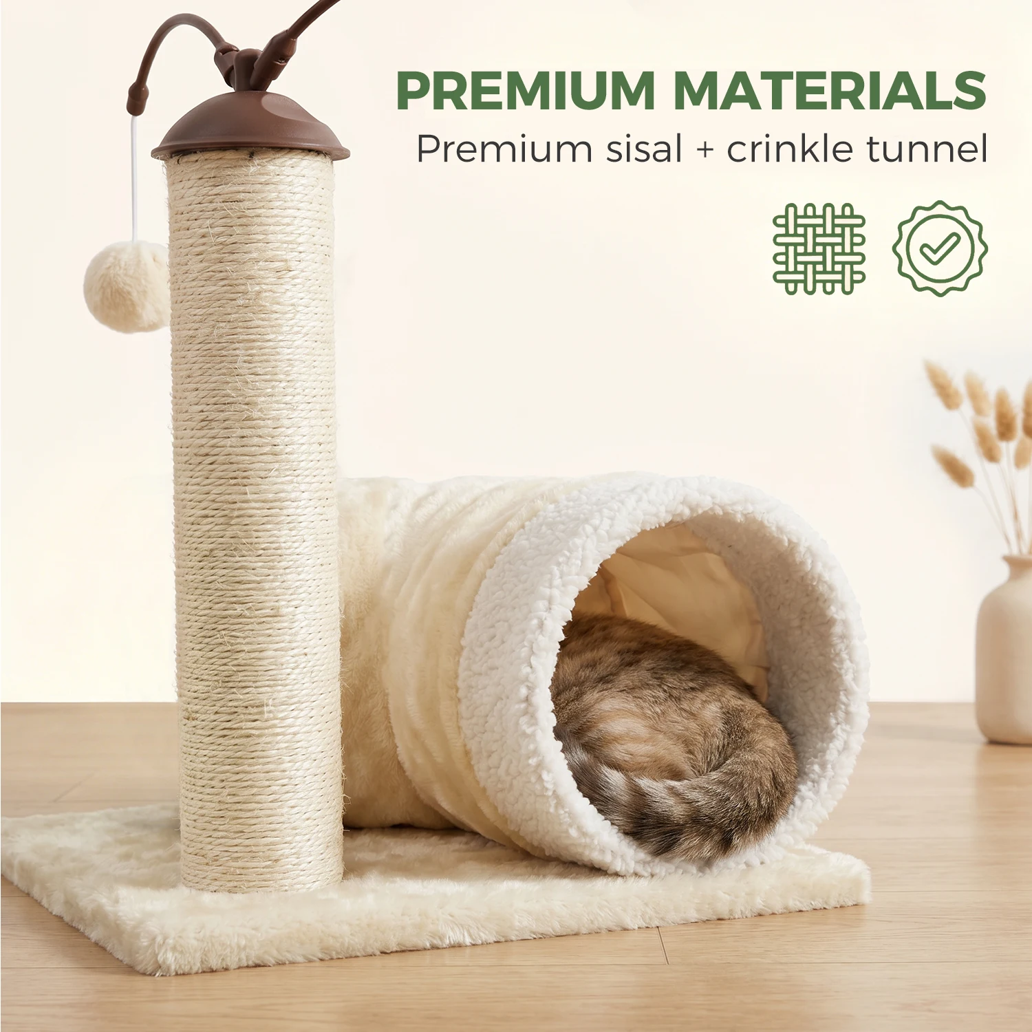 Árbol rascador para gatos con túnel sonoro y pelotas - imagen 5