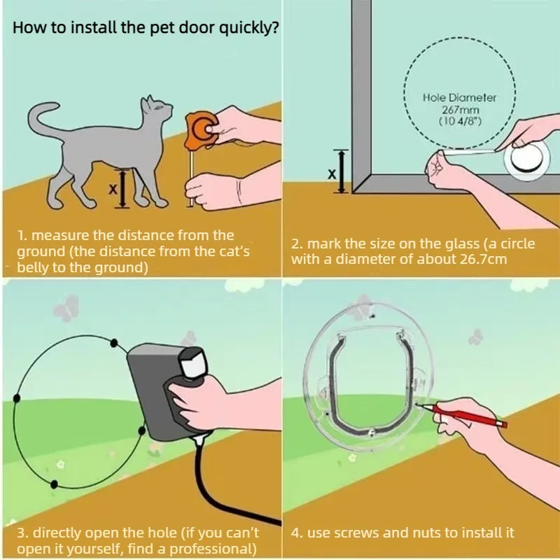 Puerta redonda acrílico transparente para gatos
