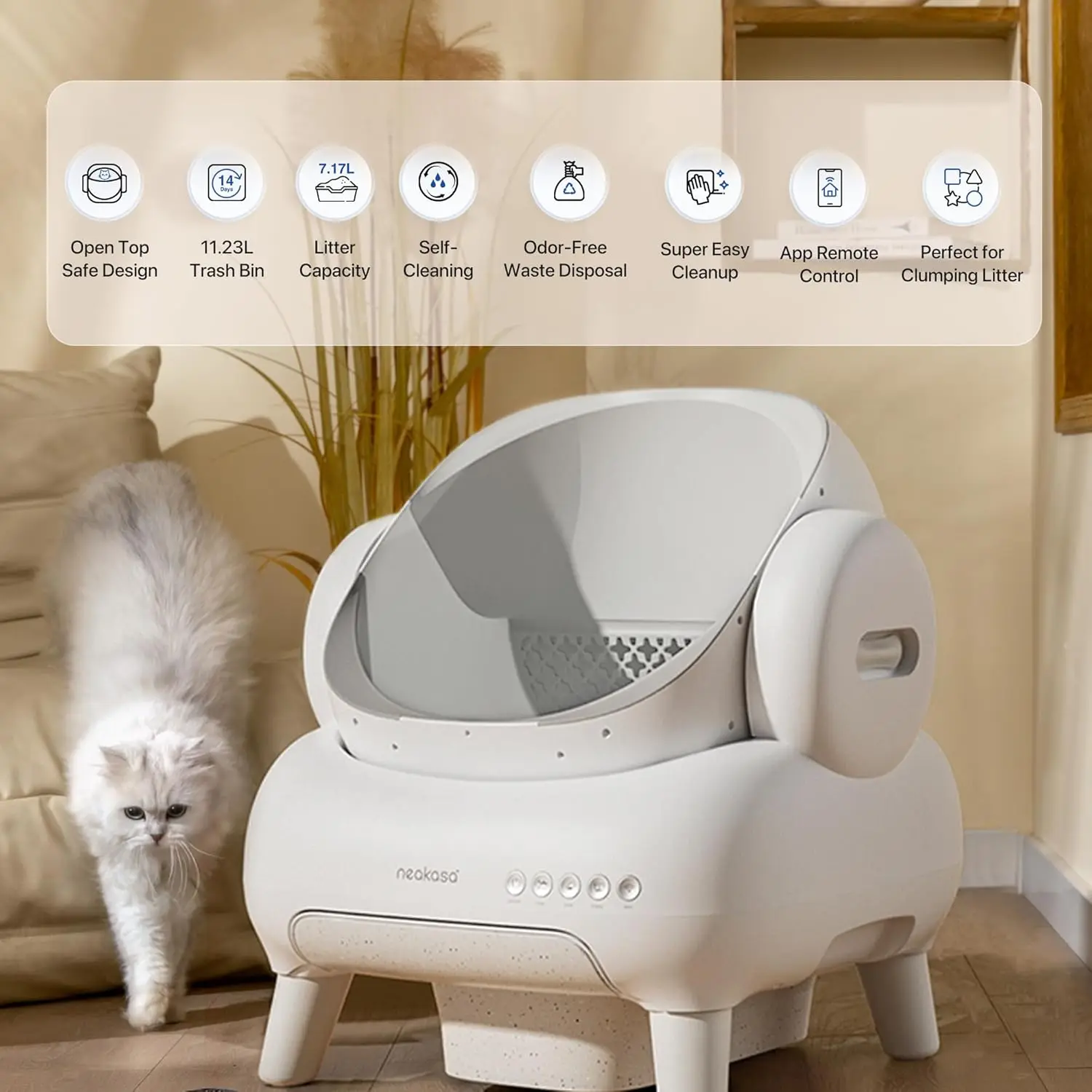Bandeja de arena autolimpiante inteligente para gatos grandes con app - imagen 4