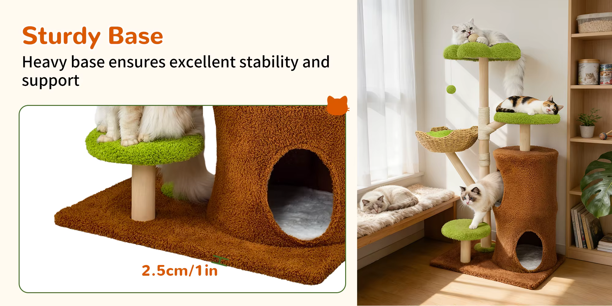 Cesta de ratán del árbol para gatos