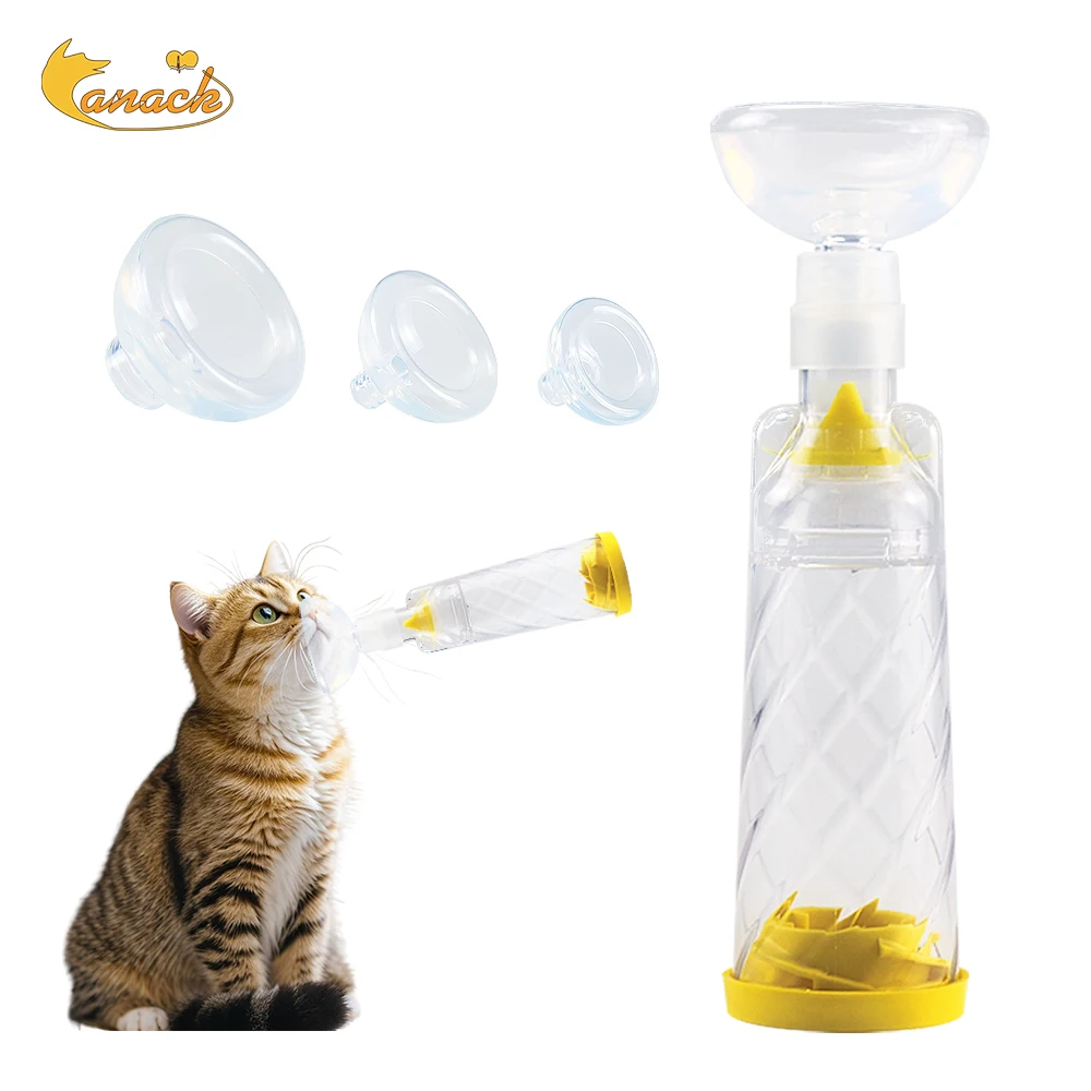 Inhalador espacador para perros y gatos con máscara de silicona