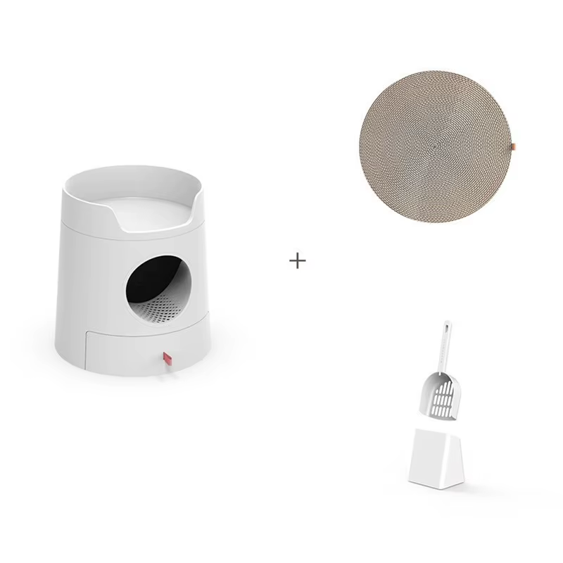 Arenero semicerrado estilo castillo con cama para gatos
