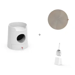 Arenero semicerrado estilo castillo con cama para gatos