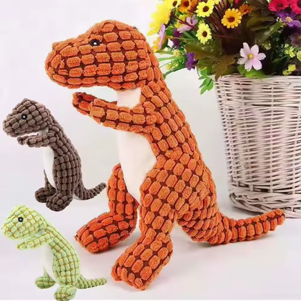 Juguete de peluche con forma de dinosaurio para perros