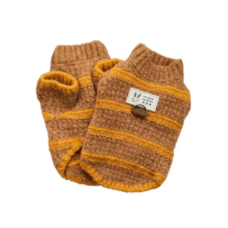 Suéter punto rayas cuello alto para perros pequeños y gatos