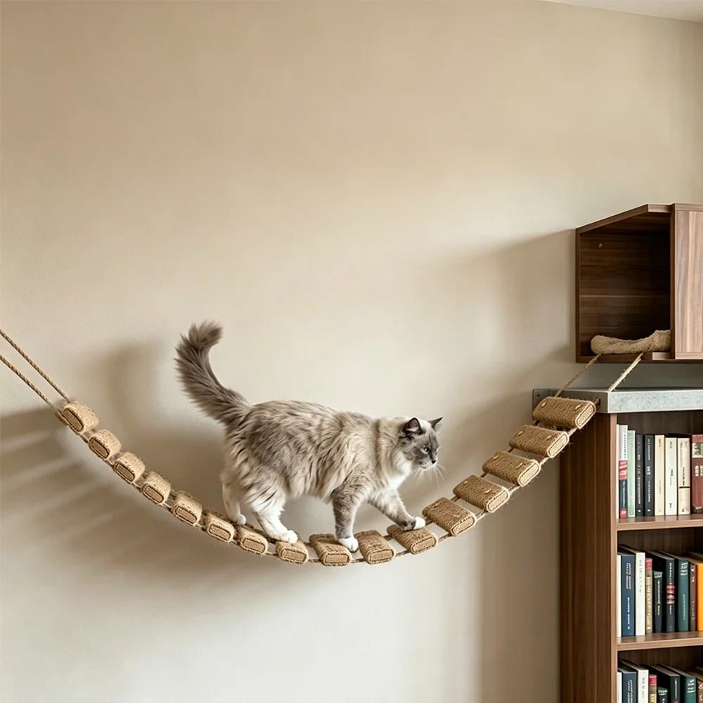 Escalera puente de sisal para gatos: cuerda rascadora y escaladora - imagen 2