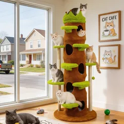 Árbol rascador XXL alto para gatos – Casita y juegos