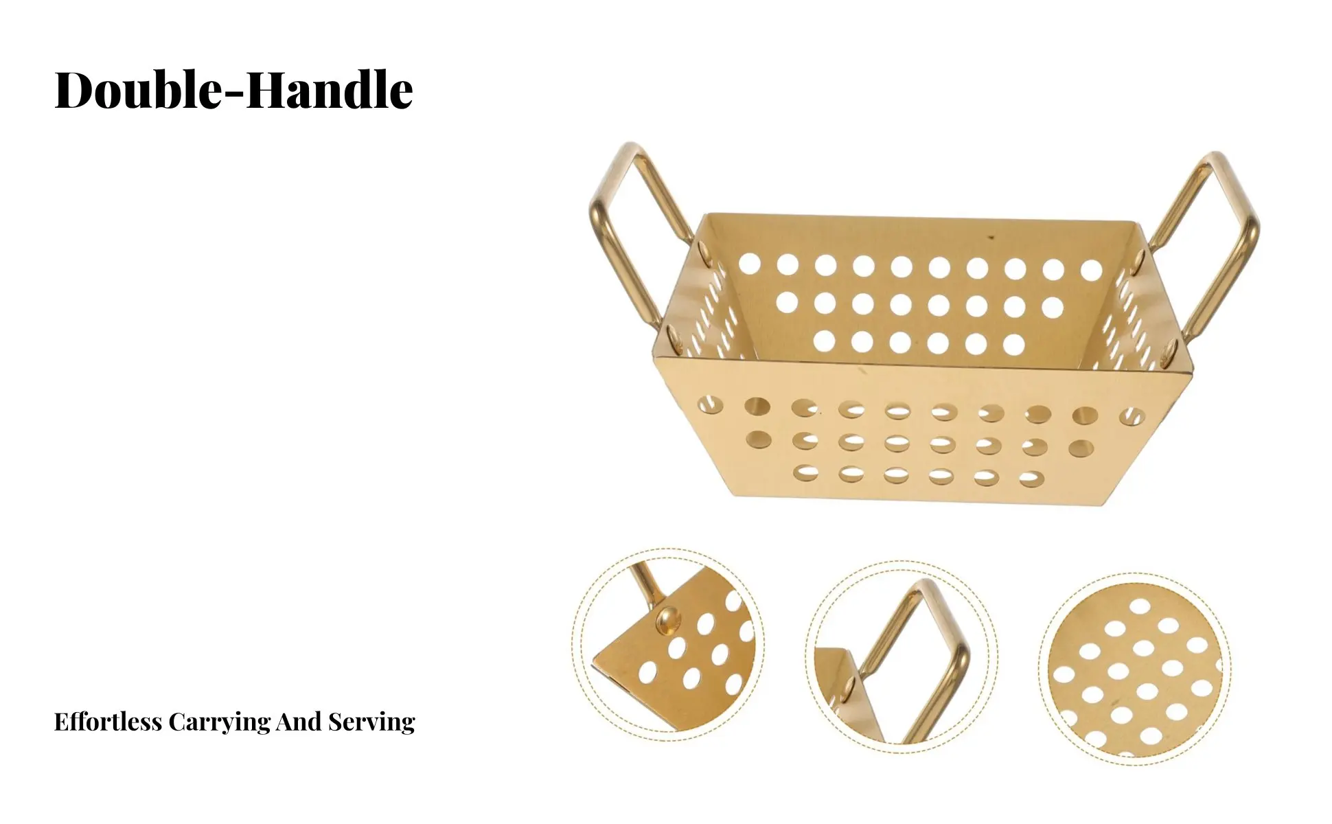 Cesta cuadrada para freír con doble asa en acero inoxidable
