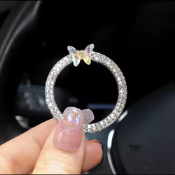 Cubre botón de encendido coche mariposa brillante acero inoxidable