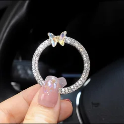 Cubre botón de encendido coche mariposa brillante acero inoxidable