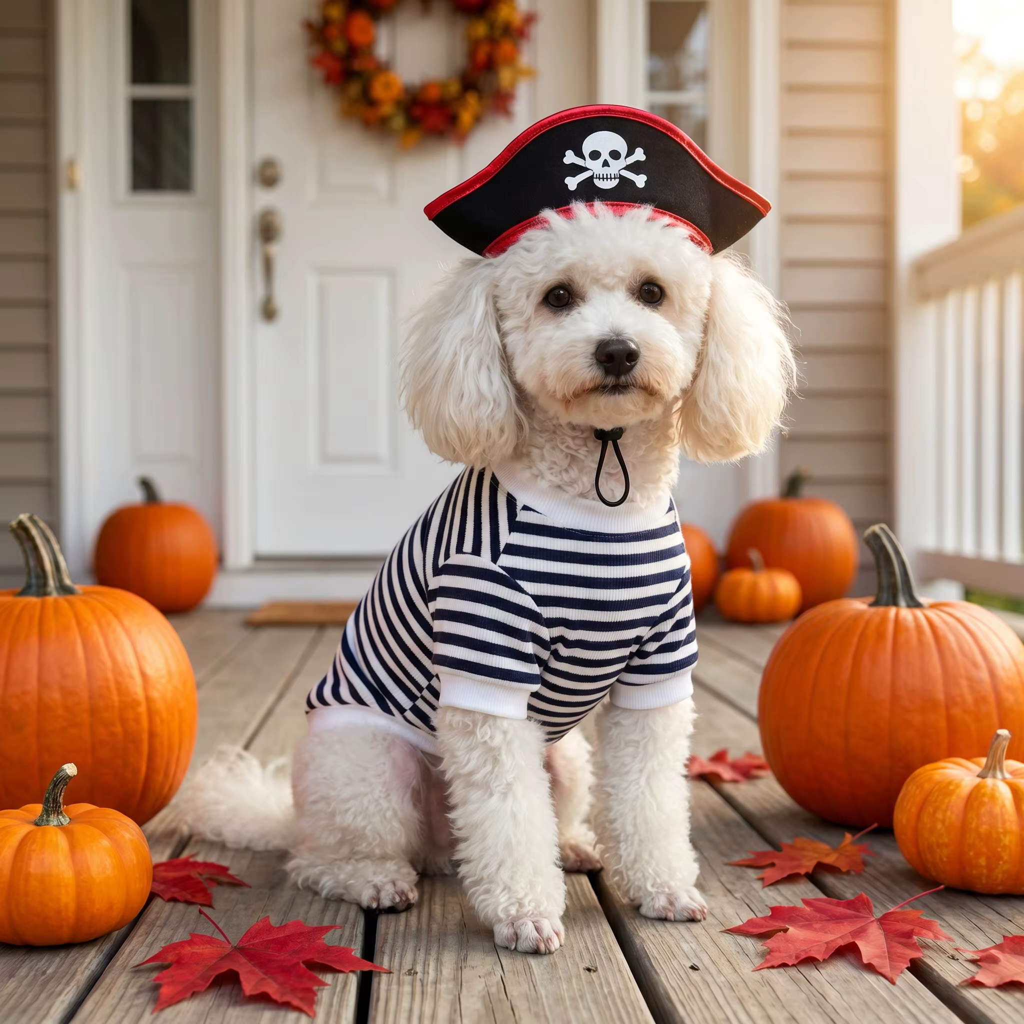 Disfraz pirata de Halloween para perros y gatos con sombrero - imagen 2