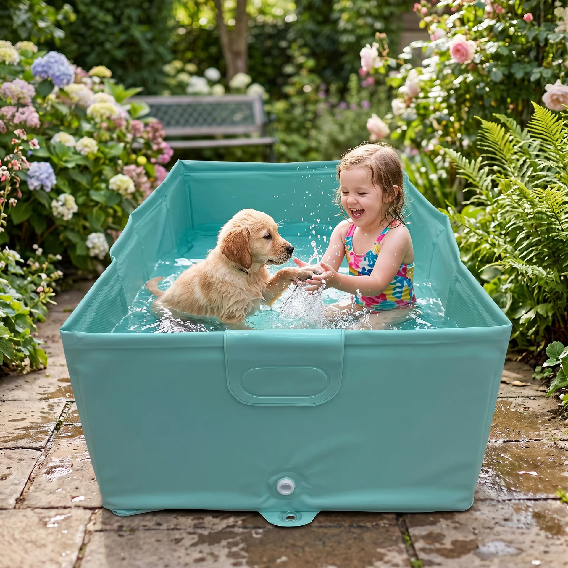 Bañera plegable para perros y gatos, piscina portátil de baño - imagen 5