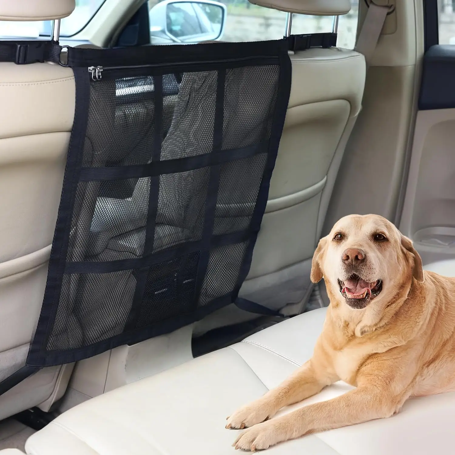 Barrera para perros en el coche con malla transpirable y cierre - imagen 3