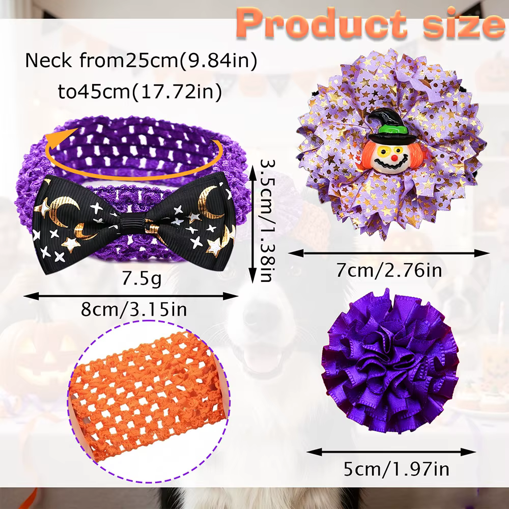 Lazos para perro de Halloween, artesanales, para collar - imagen 5
