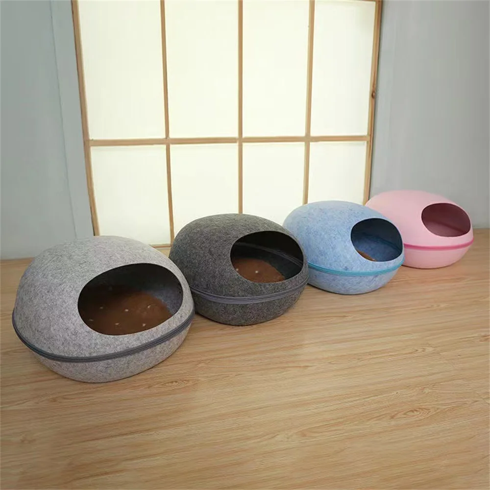 Vista de la cama para gatos desmontable, con la parte superior quitada