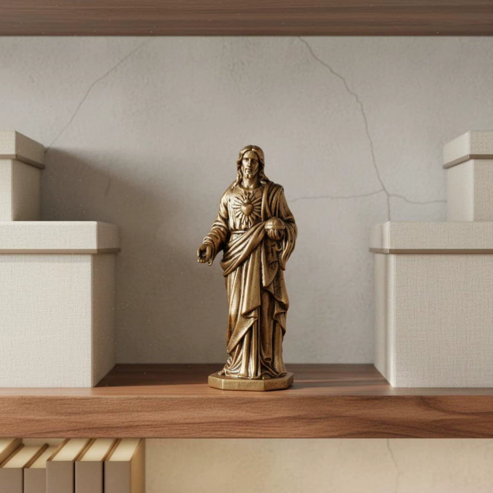 Estatuilla de latón del Sagrado Corazón de Jesús – Rincón de oración - imagen 3