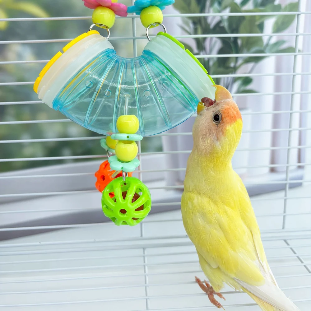 Juguete interactivo para loros: túnel colgante y bolas de morder - imagen 2