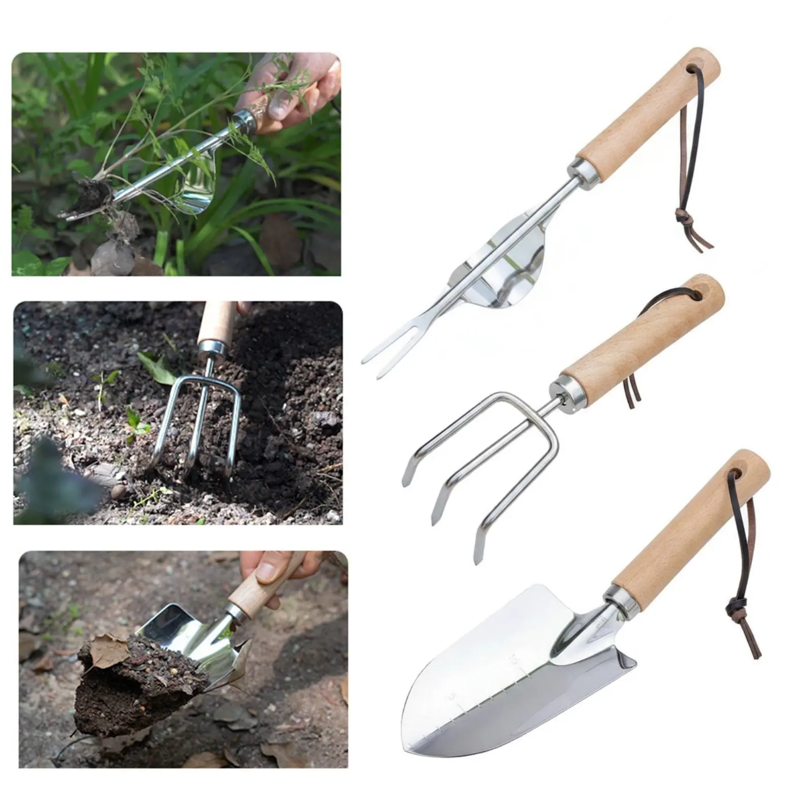 Paleta de jardín ligera de acero inoxidable para plantar y desherbar - imagen 4