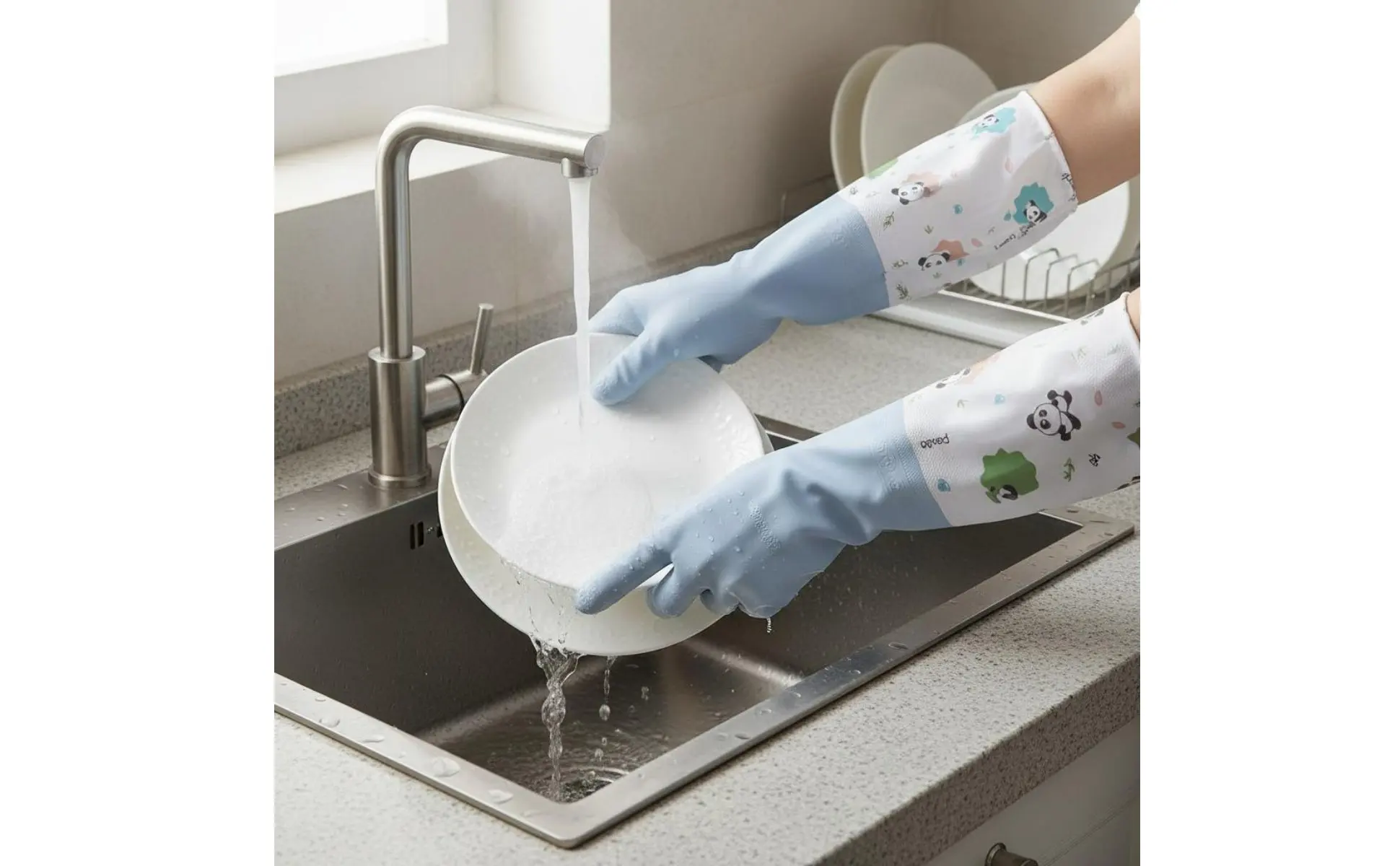 Detalle de puño elástico de guantes de goma