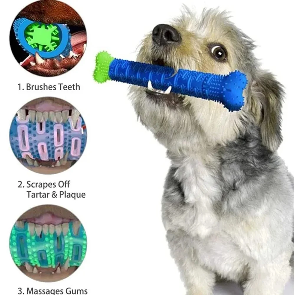 Juguete masticable de goma para perros: cepillo dental y masaje - imagen 2