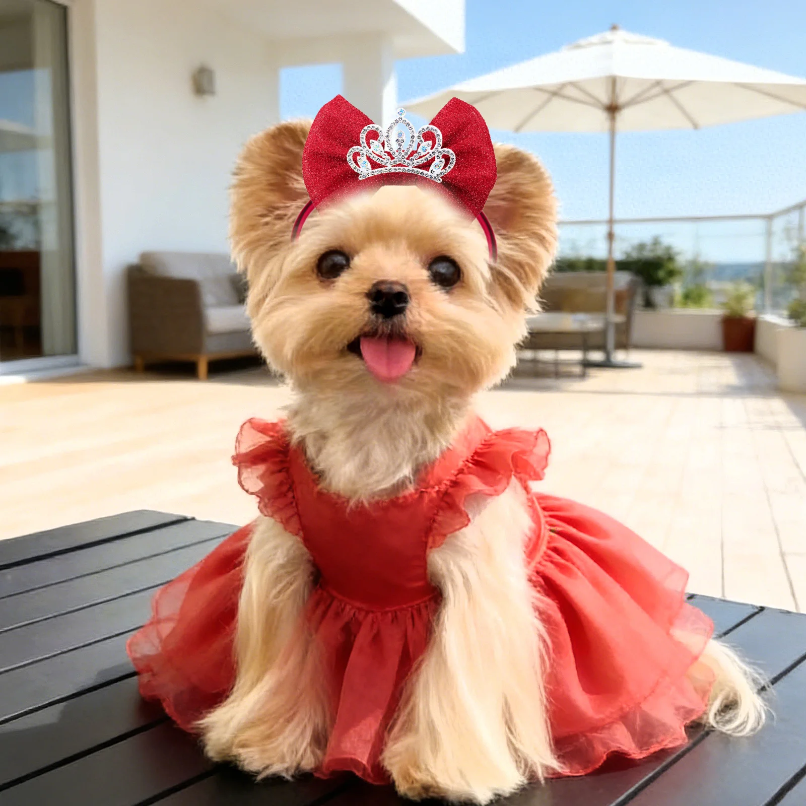 Lazos para el pelo de perro con brillo, ajustables tipo corona - imagen 5