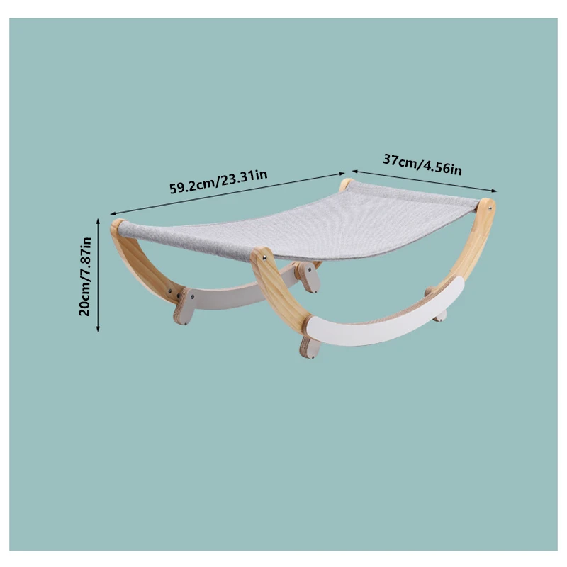 Cama de madera para gatos en color azul y gris