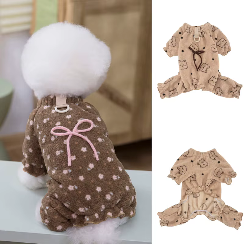 Pijama de forro polar para gatos y perros – Mono térmico de invierno con mangas - imagen 4