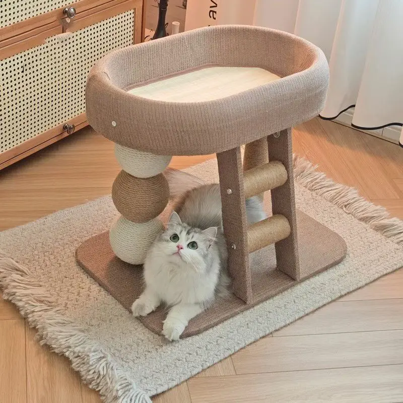 Árbol para gatos compacto con poste de sisal y rascador