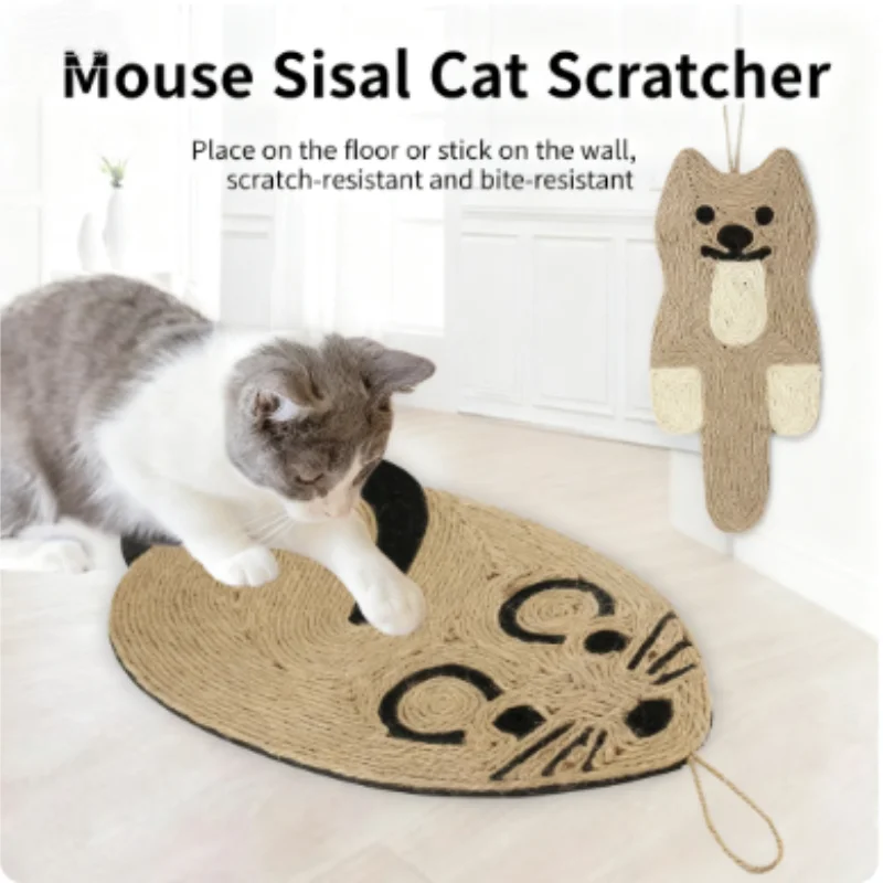 Rascador de sisal para gatos con forma de ratón, evita arañazos - imagen 2