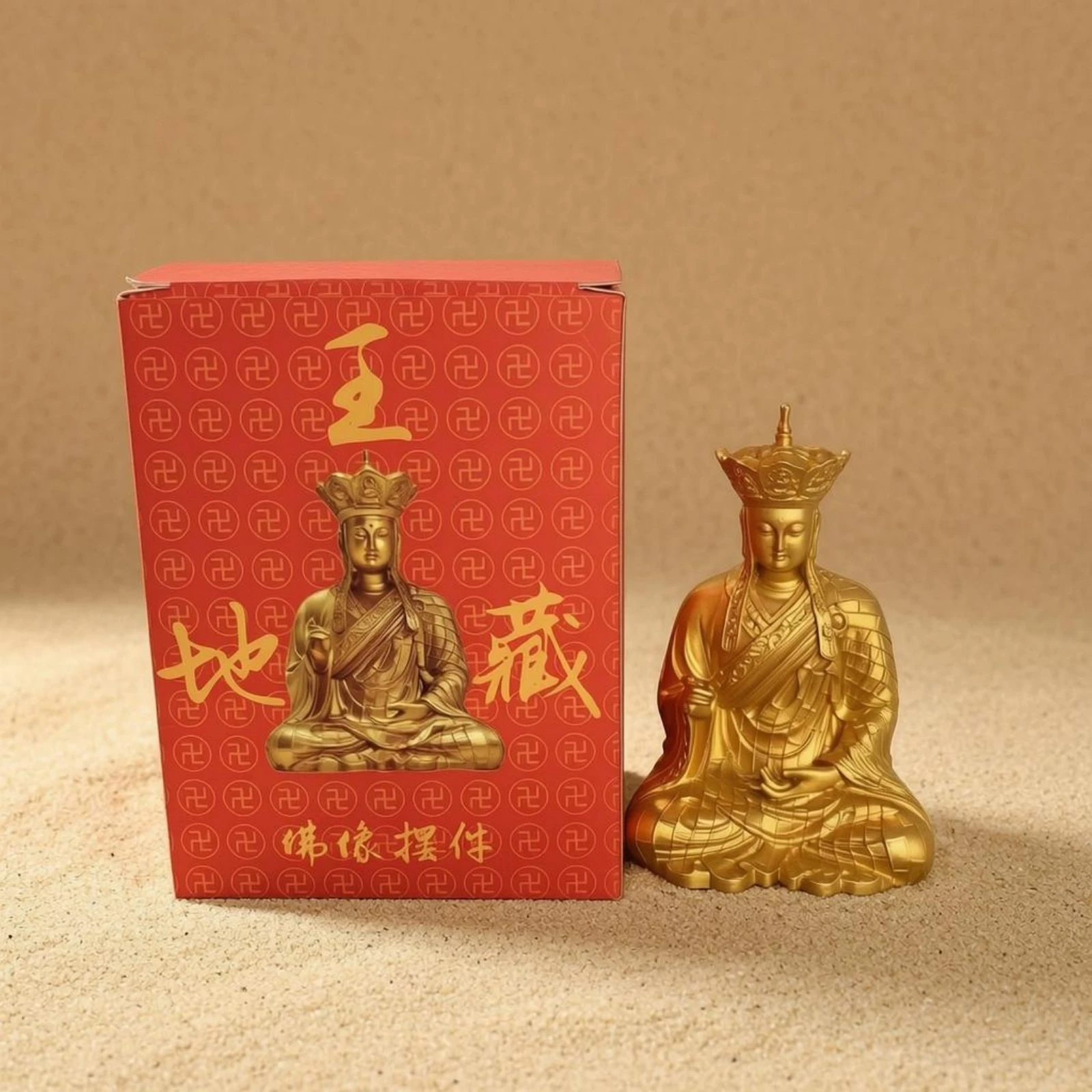 Figura decorativa Ksitigarbha en oro mate para gatos y perros - imagen 5