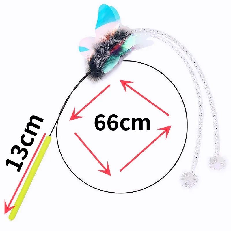 Varita de plumas para gatos con alambre de acero