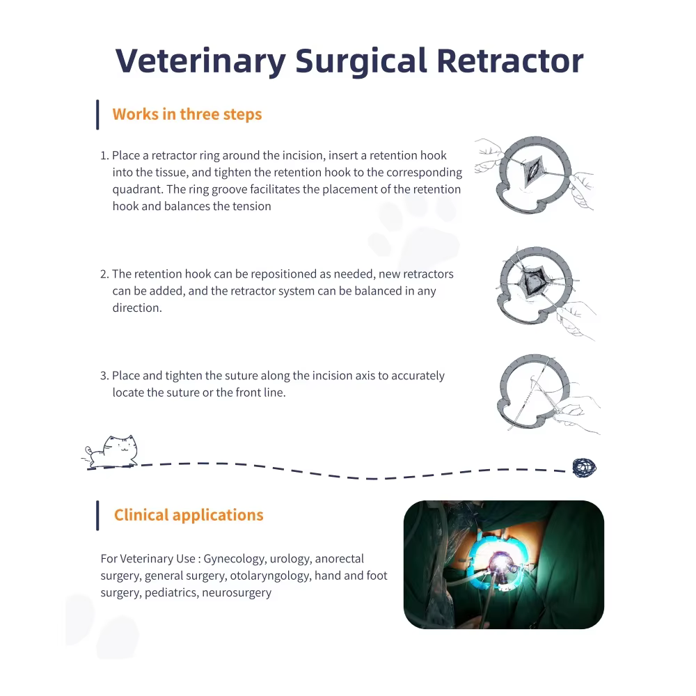 Retractor quirúrgico desechable curvo para gatos y perros con ganchos - imagen 4