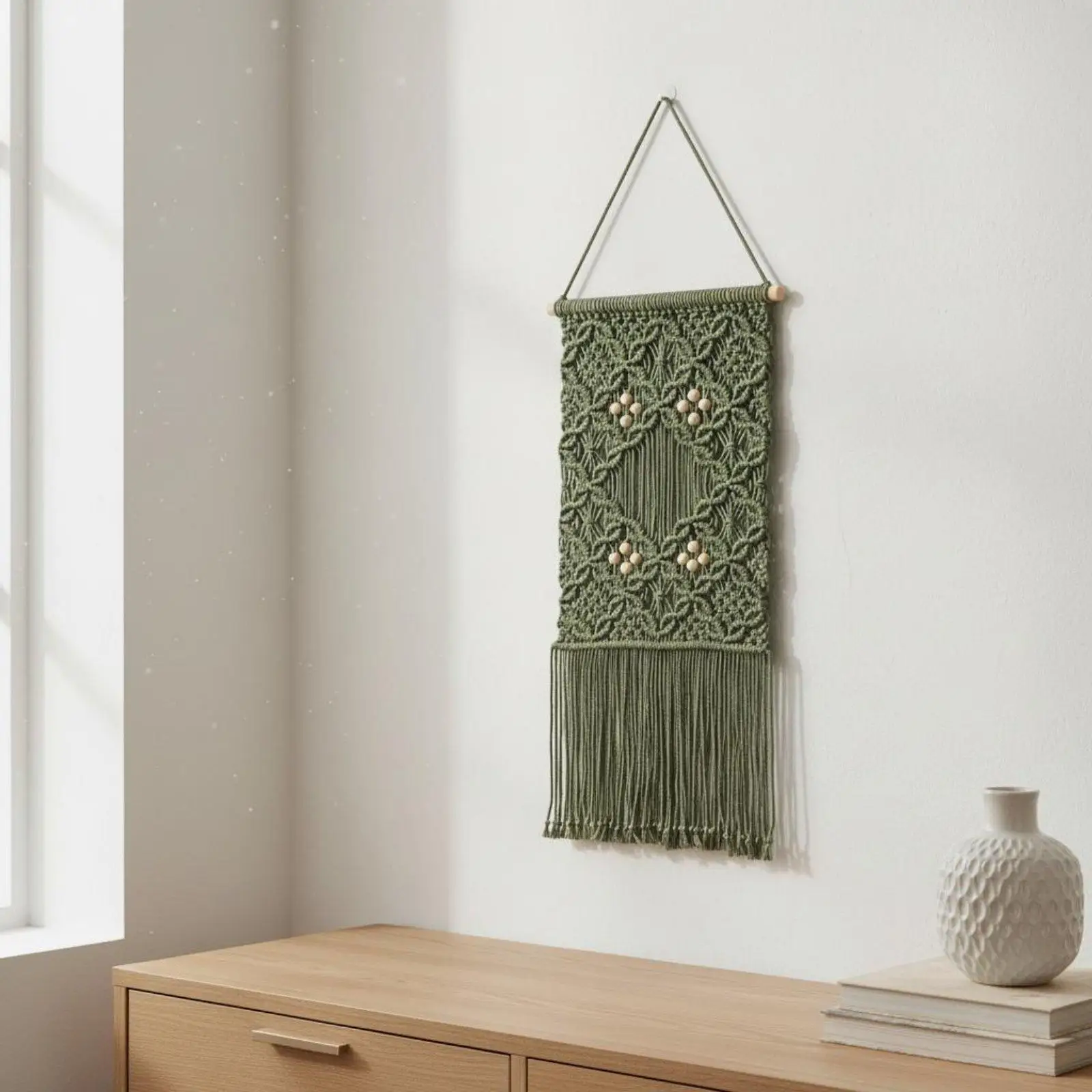 Tapiz de pared de macramé tejido a mano estilo boho