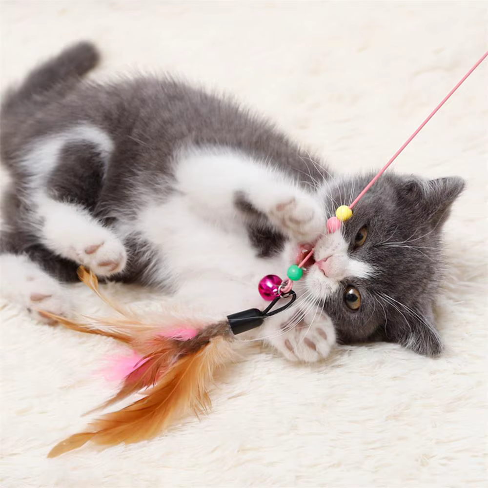 Varita Interactiva para Gatos y Gatitos con Plumas y Campana - imagen 2