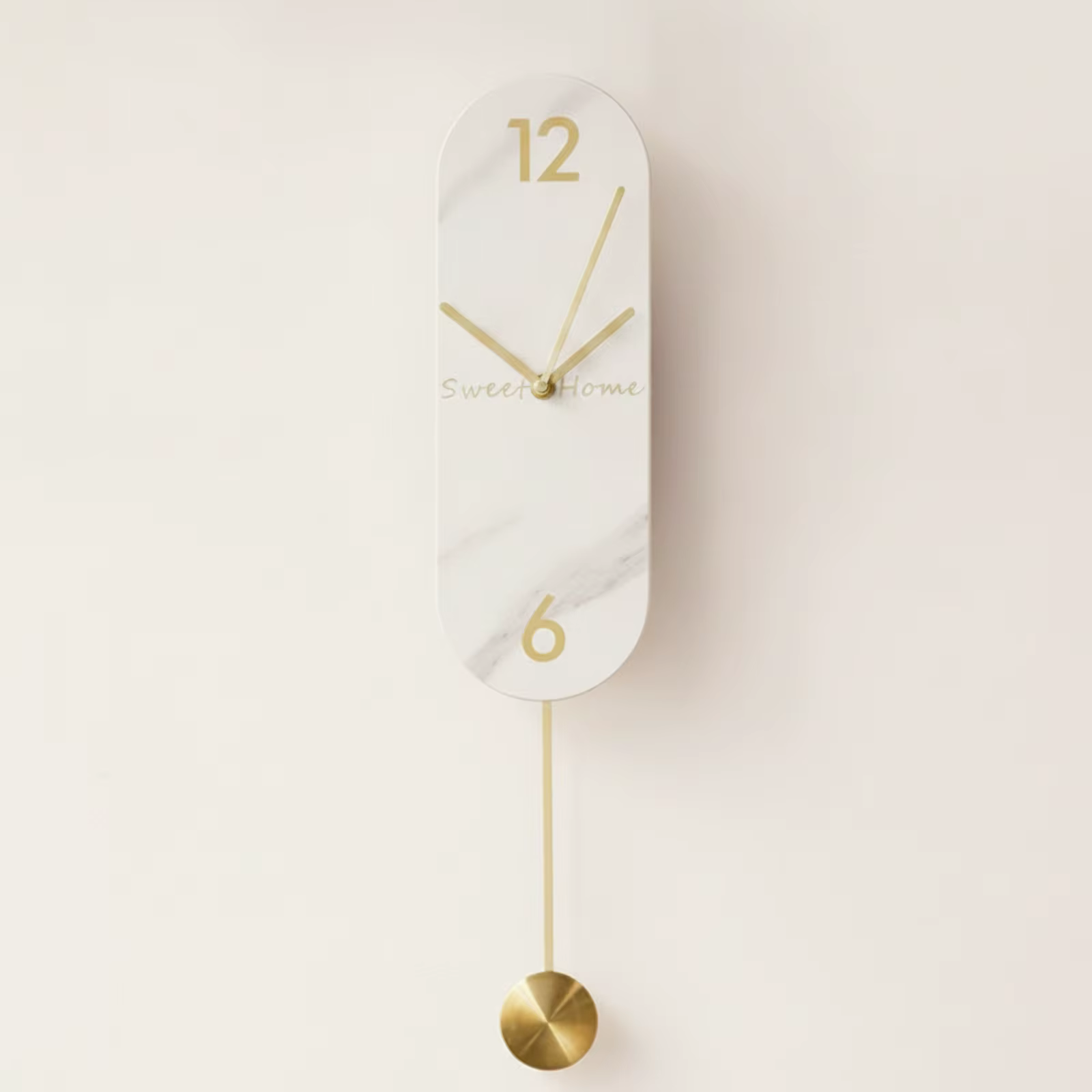 Reloj de pared moderno con péndulo silencioso metal salón - imagen 4