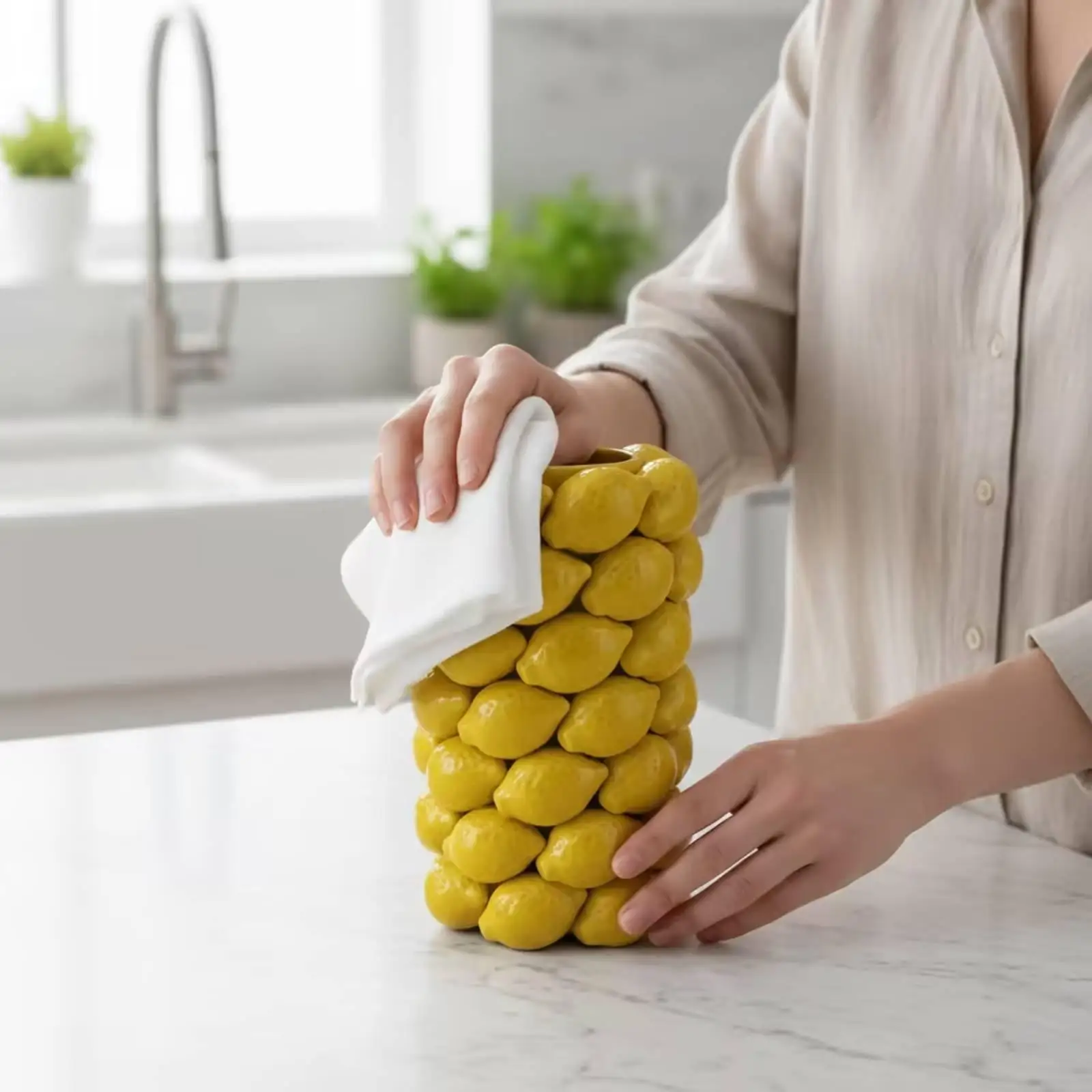 Jarrón Brillante Temática Limones – Porta Flores Decorativo para Casa - imagen 5