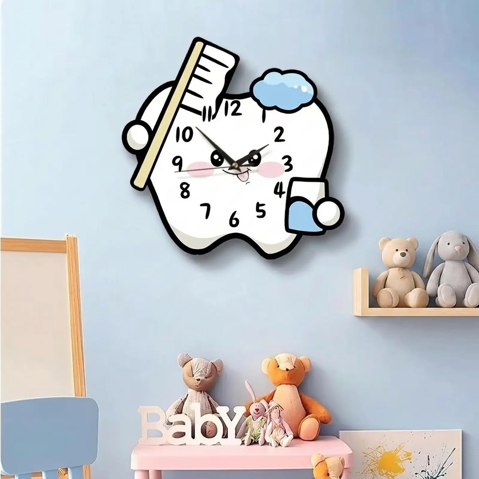 Reloj analógico cepillo dental para clínica y aula infantil - imagen 2