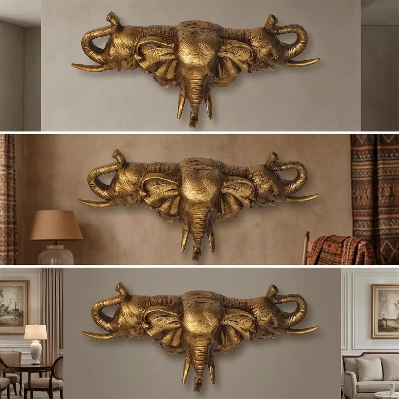 Cuadro decorativo de elefante dorado estilo vintage - imagen 3