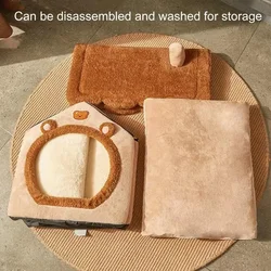 Cama nido cálida con cojín extraíble para gatos y perros